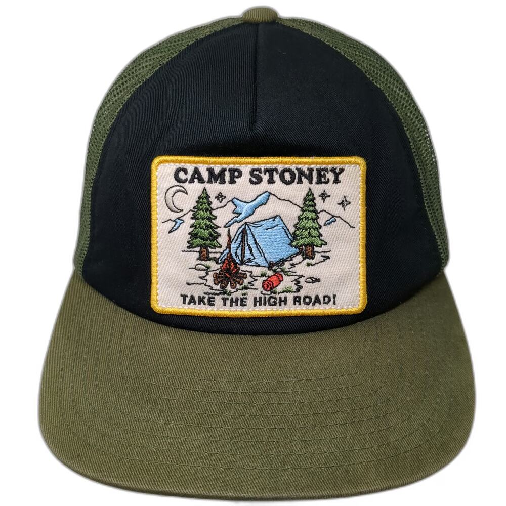 Volcom Trucker Hat Green One Size Mesh Back Camp Stoney Patch Mountain Tent